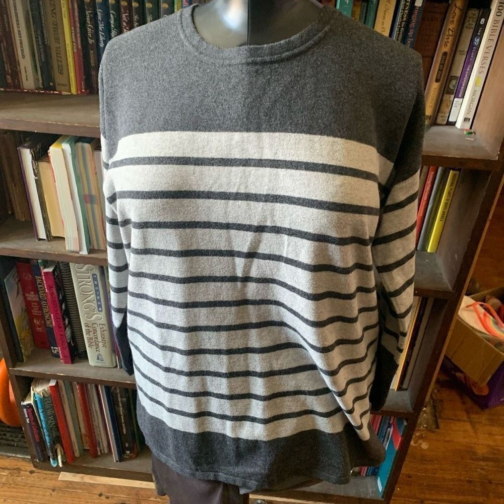 Orvis silk cotton & cashmere blend striped S pullover sweater